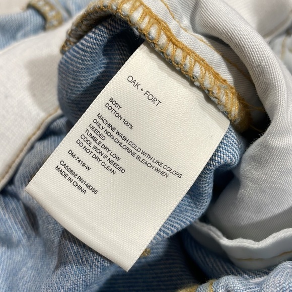 Oak + Fort Elastic Paperbag Raw Hem Straight Leg High Rise Jeans - Picture 10 of 14